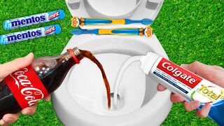 EXPERIMENT!! Toothpaste VS Coca Cola, Mentos in Toilet = ???