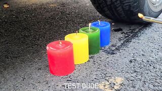 Crushing Crunchy & Soft Things by Car! EXPERIMENT: Car vs Candle, Toys
