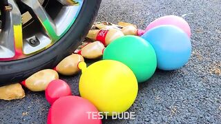 Crushing Crunchy & Soft Things by Car! EXPERIMENT: Car vs Smile Balloons