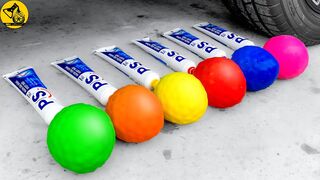 أوربيز في 5 بالونات ومعجون أسنان | Experiment Orbeez in 5 Balloons and Toothpaste vs Car