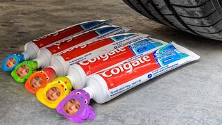 سحق الأشياء الناعمة والمقرمشة بالسيارة - Reaction: Experiment Toothpaste vs Car