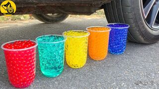 Experiment: Car vs Rainbow Orbeez in Plastic Cup, Jelly | قوس قزح أوربيز في كوب بلاستيك ، جيلي
