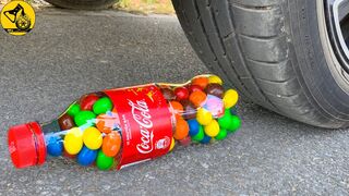 Experiment: Car vs Candy M&M in Bottle | كاندي إم آند إم في زجاجة