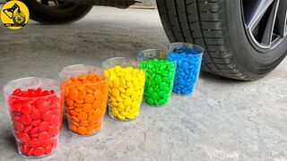 التجربة: سيارة مقابل حلوى بكأس بلاستيكي | Crushing Crunchy & Soft Things by Car