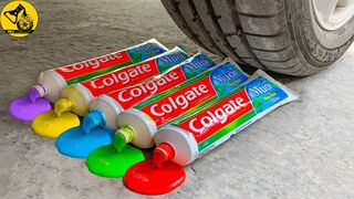 5 أنابيب من معجون أسنان كولجيت - Experiment: Car vs Color Toothpaste, Watermelon