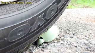 Experiment: Car vs Watermelon Juice And M&M Candy Ball - رمز البطيخ مع كرة الخطمي