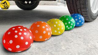 Experiment: Car vs Colors Balloons - ينفجر كل بالون مائي بصوت مختلف