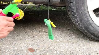 Experiment Car vs Slime Piping Bags - 5 أكياس طحين ممزوجة مع سلايم