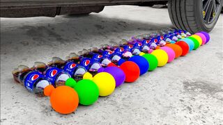 Experiment: Car vs Pepsi & Balloons - 15 زجاجة بيبسي وبالون غير ملحوم