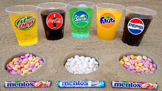 Cola, Different Fanta, Pepsi,Sprite and Stretch Armstrong vs Mentos in 3 Big Volcano Underground