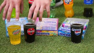 Cola, Different Fanta, Pepsi,Sprite and Stretch Armstrong vs Mentos in 3 Big Volcano Underground