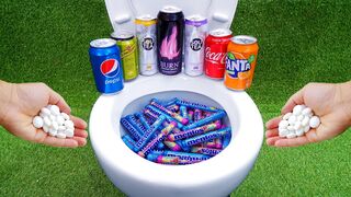 Cola, Different Fanta, Pepsi,Sprite and Stretch Armstrong vs Mentos in Big Toilet Underground