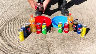 Cola, Different Fanta, Pepsi,Sprite and Stretch Armstrong vs Mentos in 2 Big Volcano Underground