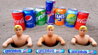 Coca Cola, Different Fanta, Pepsi,Sprite and 3 Small Stretch Armstrong vs Mentos in Big Underground