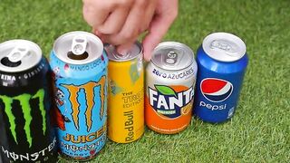 Experiment !! Stretch Armstrong VS Cola, Redbull, 7Up, Pepsi, Monster, Fanta and Mentos Underground