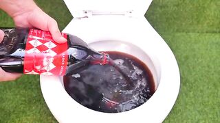 Experiment !! Stretch Armstrong VS Cola, Mtn Dew, Gatorade, Pepsi, Balloons and Mentos in Toilet