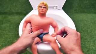 Experiment !! Stretch Armstrong VS Cola, Mtn Dew, 7Up, Pepsi, Monster, Fanta and Mentos in Toilet
