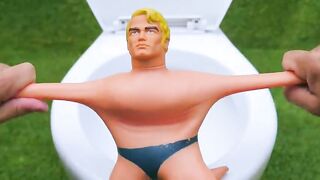 Experiment !! Stretch Armstrong VS Cola, Monster, Fanta, Sprite, Redbull and Mentos in Toilet