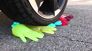 Crushing Crunchy & Soft Things by Car! - EXPERIMENT:  JELLY GLOVE vs CAR vs TOYS