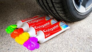 EXPERIMENT: CAR VS RAINBOW TOOTHPASTE | Crushing Crunchy & Soft Things by Car