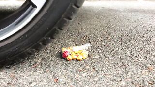 Crushing Crunchy & Soft Things by Car! - EXPERIMENT:  M&Ms CUPS vs CAR vs FOOD
