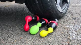 Crushing Crunchy & Soft Things by Car! - EXPERIMENT:  WATER BALLOONS vs CAR vs FOOD