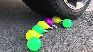 Crushing Crunchy & Soft Things by Car! - EXPERIMENT:  WORM BALLOONS vs CAR vs FOOD