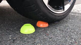 Crushing Crunchy & Soft Things by Car! - EXPERIMENT:  WORM BALLOONS vs CAR vs FOOD