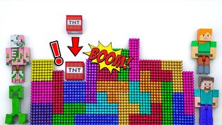 Playing Tetris with Minecraft Characters | Magnetic Balls !!