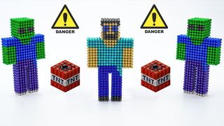 Steve vs Zombies |  DIY Magnetic Minecraft