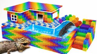 Build Mansion Swimming Pool For Lizard And Catfish With Magnetic Balls (Satisfying) - Magnetic Cube