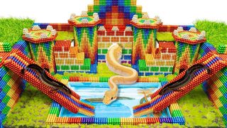 Build Underground Castle Swimming Pool Water Slide For Python Snake With Magnetic Balls (Satisfying)