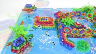 DIY - Build Aquarium Fish Pond Around Turtle Pond With Magnetic Balls (Satisfying) - Magnetic Cube