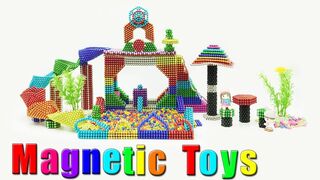 DIY Slide Water Playground Arena from Magnetic Balls (ASMR) - Magnetic Toys 4K