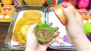 GOLD vs RAINBOW! Mixing Makeup, Glitter and More into Glossy Slime ! Satisfying Slime Video #893