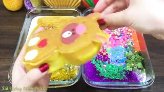 GOLD vs RAINBOW! Mixing Makeup, Glitter and More into Glossy Slime ! Satisfying Slime Video #893