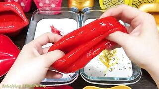 RED vs GOLD! Mixing Makeup, Glitter and More into Glossy Slime ! Satisfying Slime Video #892