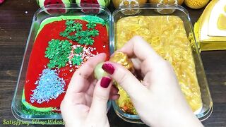WATERMELON vs GOLD! Mixing Makeup, Glitter and More into Glossy Slime ! Satisfying Slime Video #891