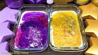 PURPLE vs GOLD! Mixing Makeup, Glitter and More into Glossy Slime ! Satisfying Slime Video #890
