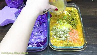 PURPLE vs GOLD! Mixing Makeup, Glitter and More into Glossy Slime ! Satisfying Slime Video #890