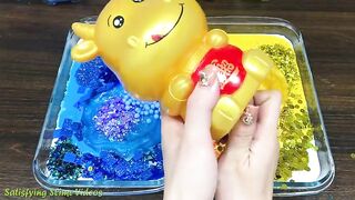 GOLD vs BLUE! Mixing Makeup, Glitter and More into Glossy Slime ! Satisfying Slime Video #877