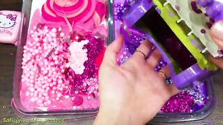 PINK vs PURPLE! Mixing Makeup, Glitter and More into Glossy Slime ! Satisfying Slime Video #875