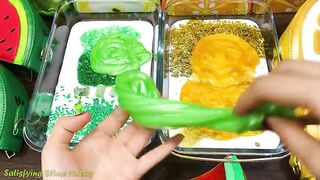 GREEN vs GOLD! Mixing Makeup, Glitter and More into Glossy Slime! Satisfying Slime #866