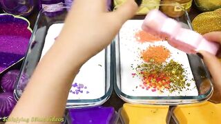 PURPLE vs GOLD! Mixing Makeup, Glitter and More into Glossy Slime! Satisfying Slime Video #859