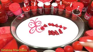 RED COCA COLA Slime! Mixing Makeup, Glitter and More into Glossy Slime! Satisfying Slime Video #858
