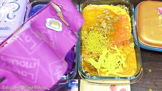 GOLD vs PURPLE! Mixing Makeup, Glitter and More into Glossy Slime ! Satisfying Slime Video #836