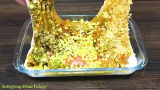 GOLD vs RAINBOW! Mixing Makeup, Glitter and More into Glossy Slime ! Satisfying Slime Video #830