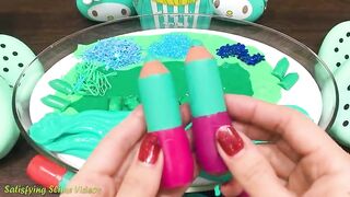 MINT Slime! Mixing Makeup, Glitter and More into Glossy Slime ! Satisfying Slime Video #822
