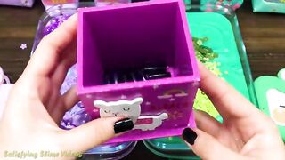 PURPLE vs MINT! Mixing Makeup, Glitter and More into Glossy Slime ! Satisfying Slime Video #820