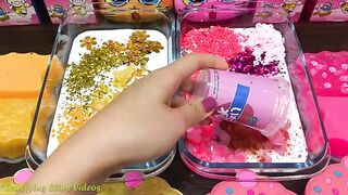 GOLD vs PINK! Mixing Makeup, Glitter and More into Glossy Slime ! Satisfying Slime Video #813